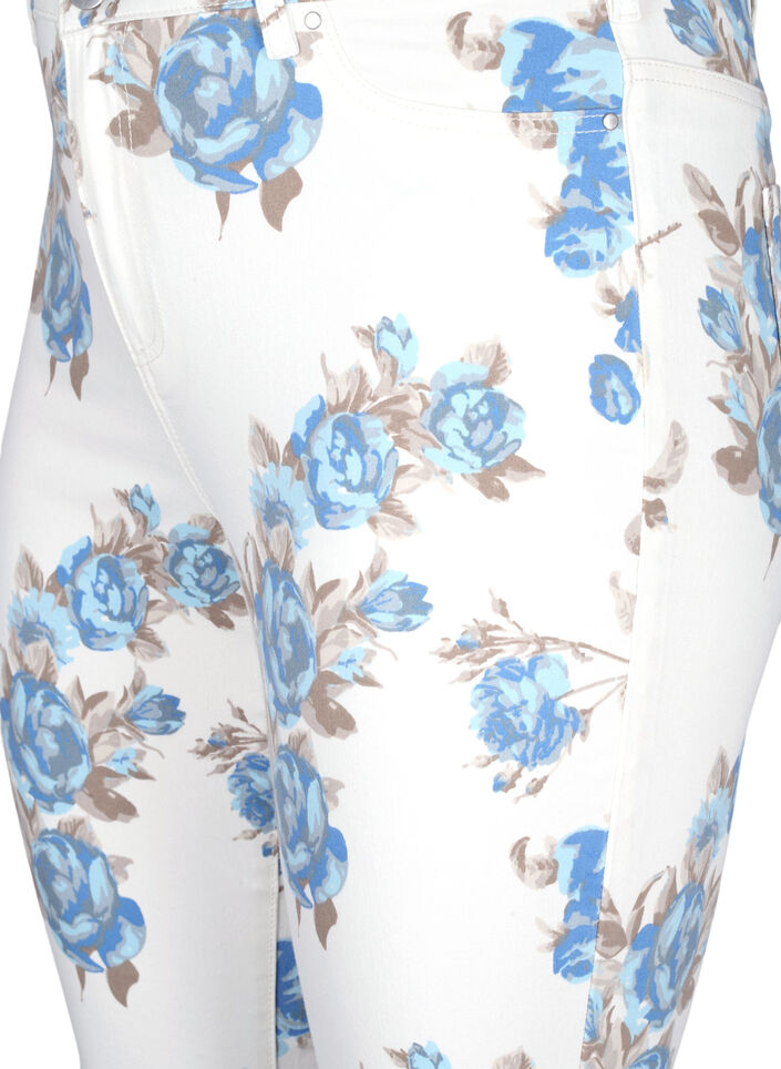 Super slim Amy jeans with a floral print, White, Packshot image number 2