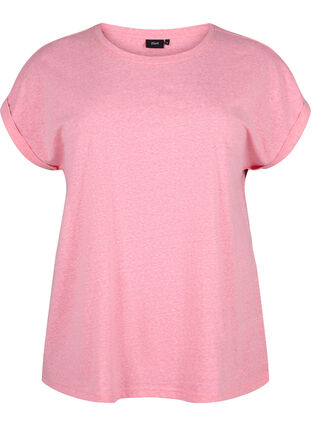 Melange t-shirt with short sleeves, Strawberry Pink Mel., Packshot image number 0