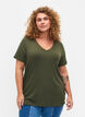 Ribbed T-shirt with LENZING™ ECOVERO™ Viscose, Thyme, Model image number 0