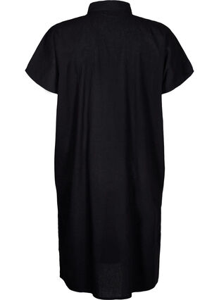 Long shirt in cotton blend with linen, Black, Packshot image number 1