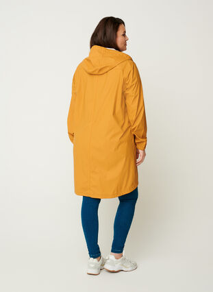 Hooded raincoat with taped seams, Spruce Yellow, Model image number 1