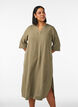 Midi dress in linen and viscose with 1/2 sleeves, Green, Model image number 0