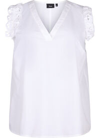 Sleeveless cotton top with ruffles