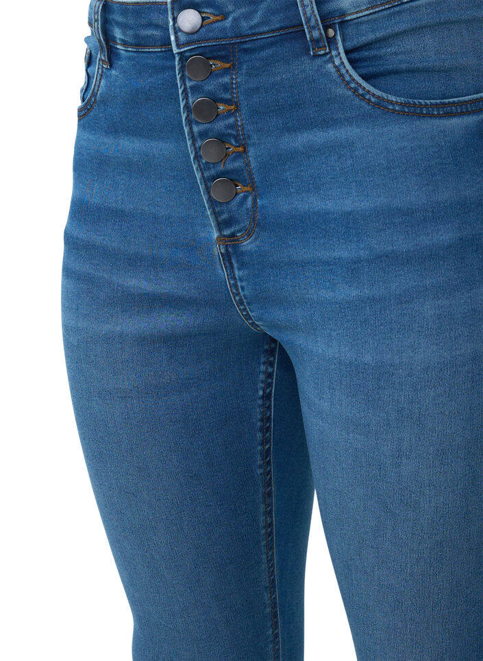 High-waisted Amy jeans with button closure, Blue Denim, Packshot image number 2