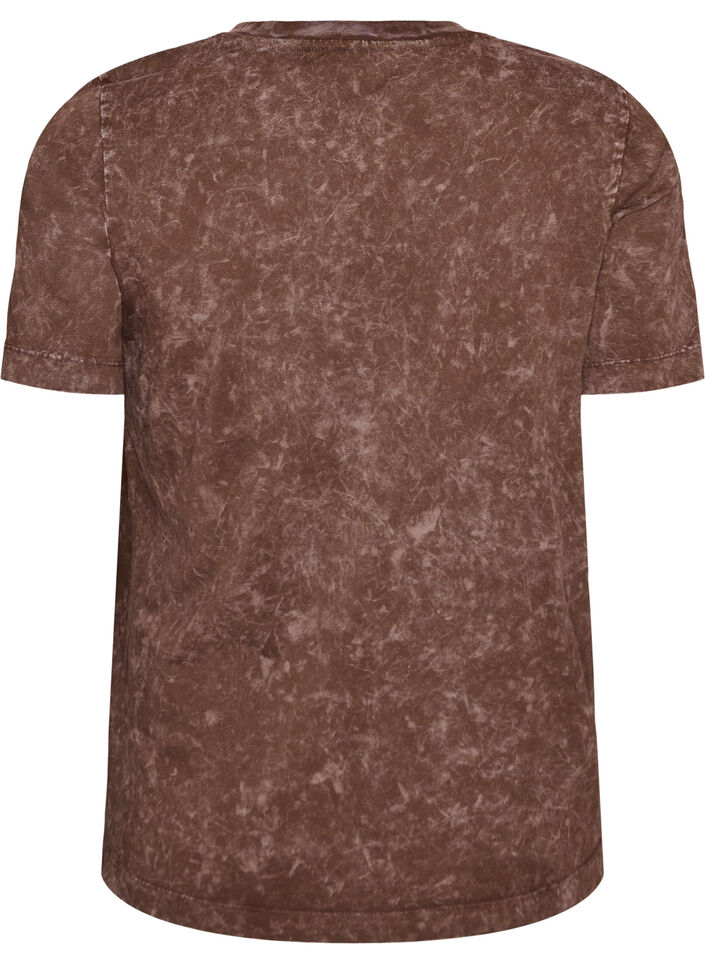 Cotton T-shirt with front print, Brown, Packshot image number 1