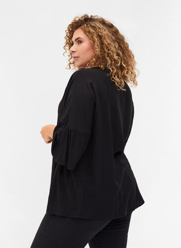Viscose blouse with 3/4 sleeves, Black, Model image number 1