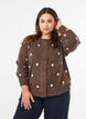 Cardigan with a dotted pattern, Brown, Model image number 0