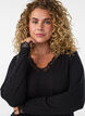 Viscose blouse with lace trim and V-neck, Black, Model image number 3