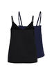 Cotton basic top 2-pack, Black/Navy B, Packshot image number 1