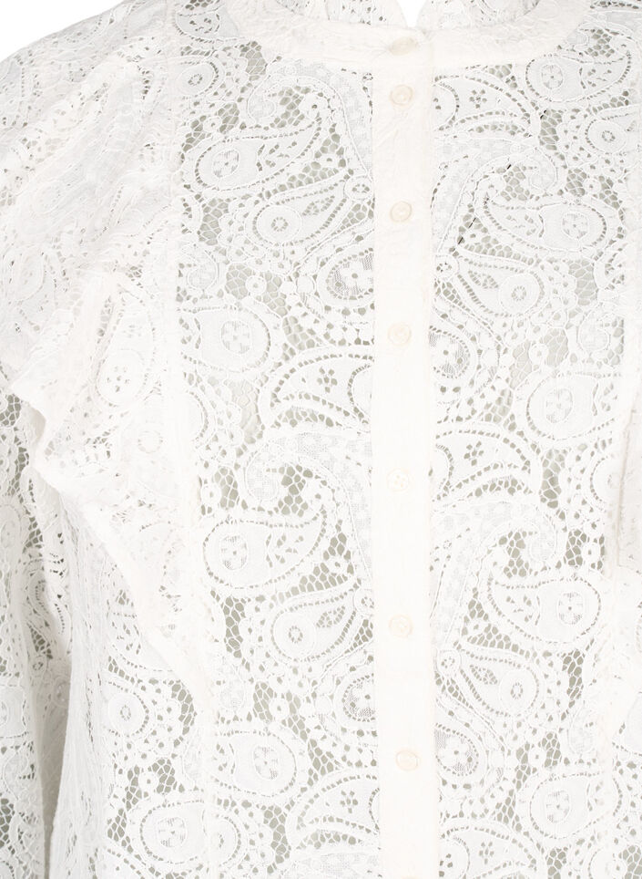 Lace shirt blouse with ruffle detail, Snow White, Packshot image number 2