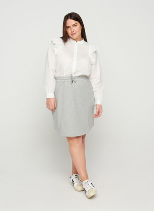 Mottled skirt with drawstring, Light Grey Melange, Model image number 2