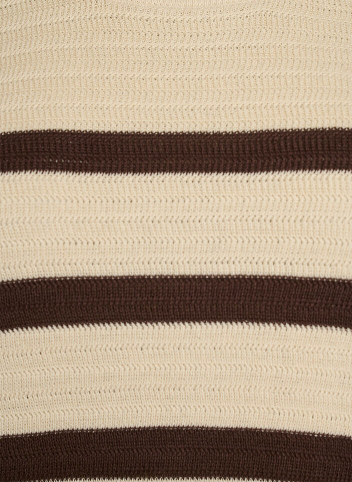 Knitted blouse with stripes and short sleeves, Vanilla, Packshot