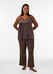 Velour top with lace trim, Brown, Model image number 1