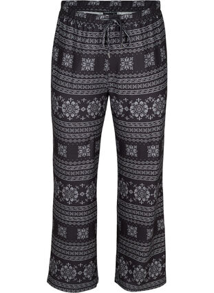 Patterned pyjama trousers with drawstrings, Black AOP, Packshot image number 0