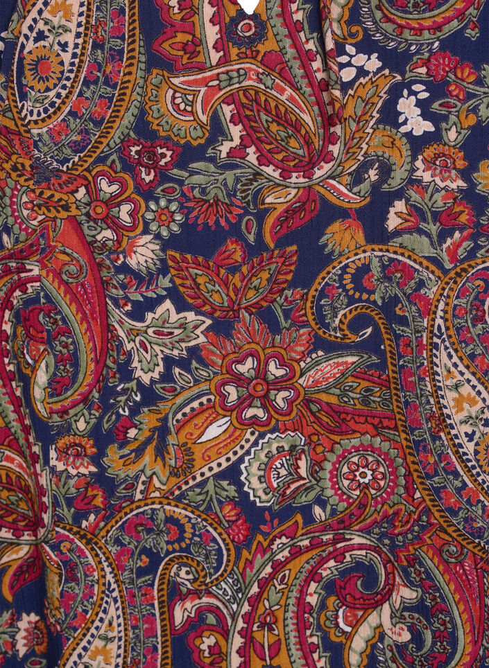 Viscose blouse with paisley print and elbow length sleeves, Blue, Packshot image number 2