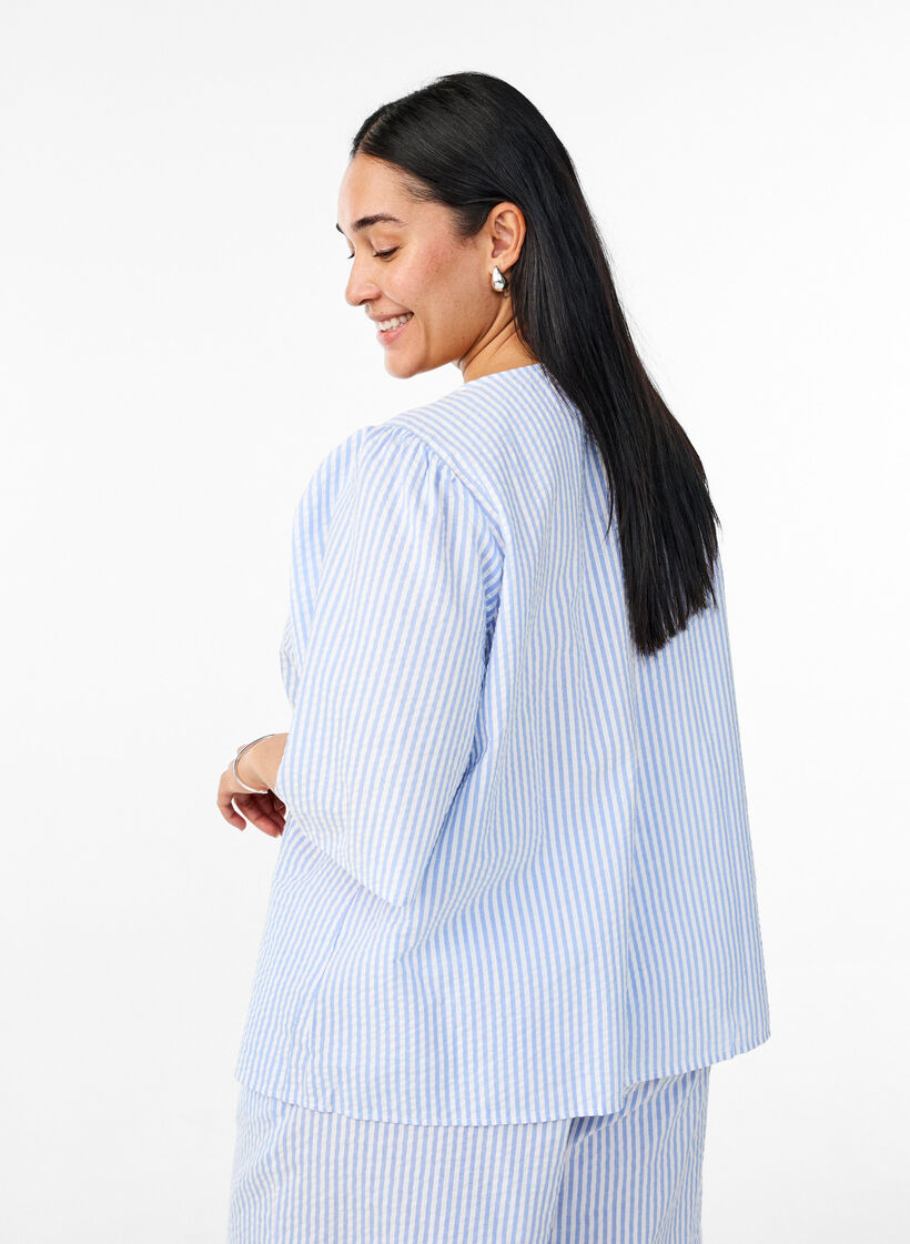 FLASH - Striped blouse with bows, Blue, Model image number 1