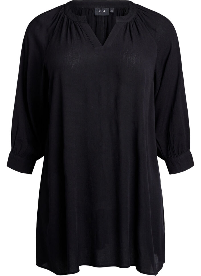 Tunic with 3/4 sleeves and an A-line cut, Black, Packshot image number 0