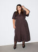 Midi jacquard dress with paisley pattern and wing sleeves, Brown, Model image number 0
