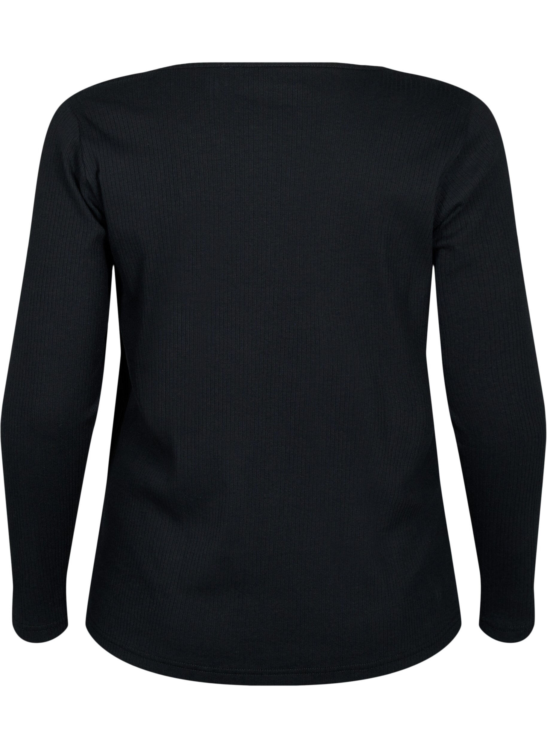 Zizzifashion Long-sleeved t-shirt with asymmetrical cut, Black, Packshot image number 1