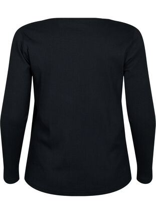 Long-sleeved t-shirt with asymmetrical cut, Black, Packshot image number 1