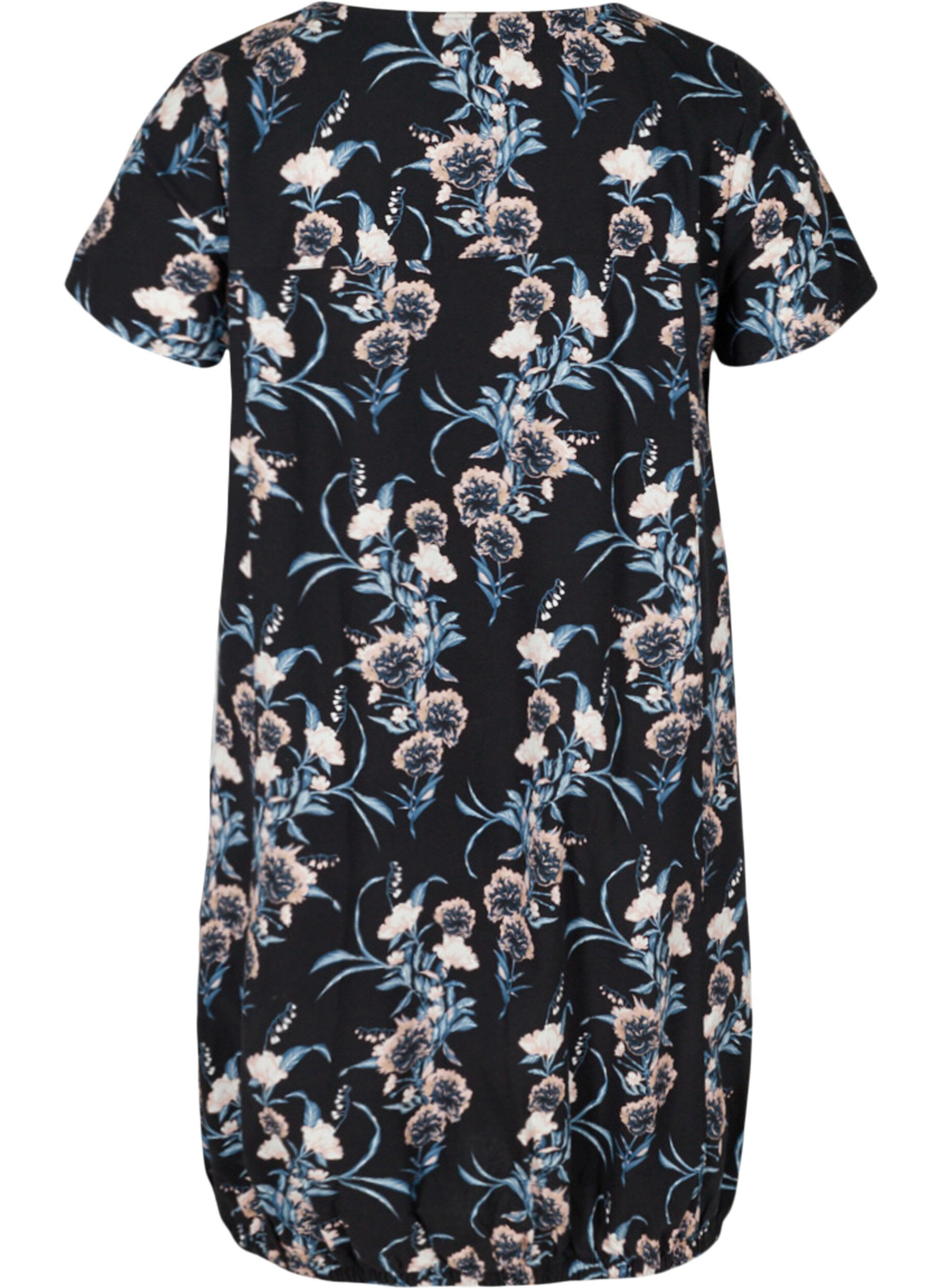 Zizzifashion Short-sleeved, printed cotton dress, Blue, Packshot image number 1