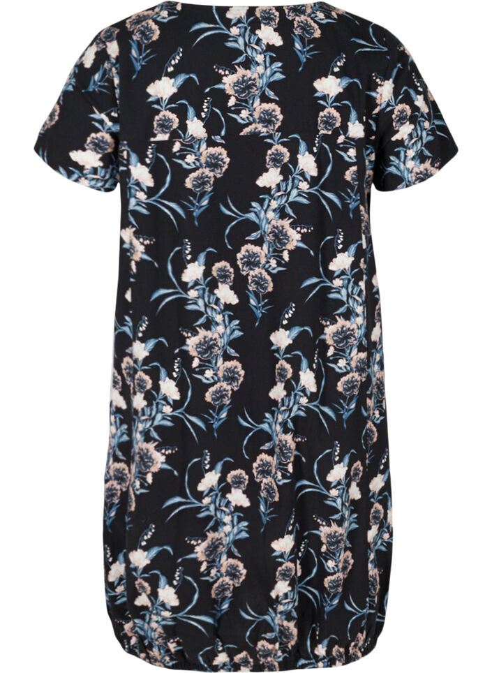 Short-sleeved, printed cotton dress, Blue, Packshot image number 1