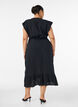 Wrap dress in cotton muslin with ruffles, Black, Model image number 1