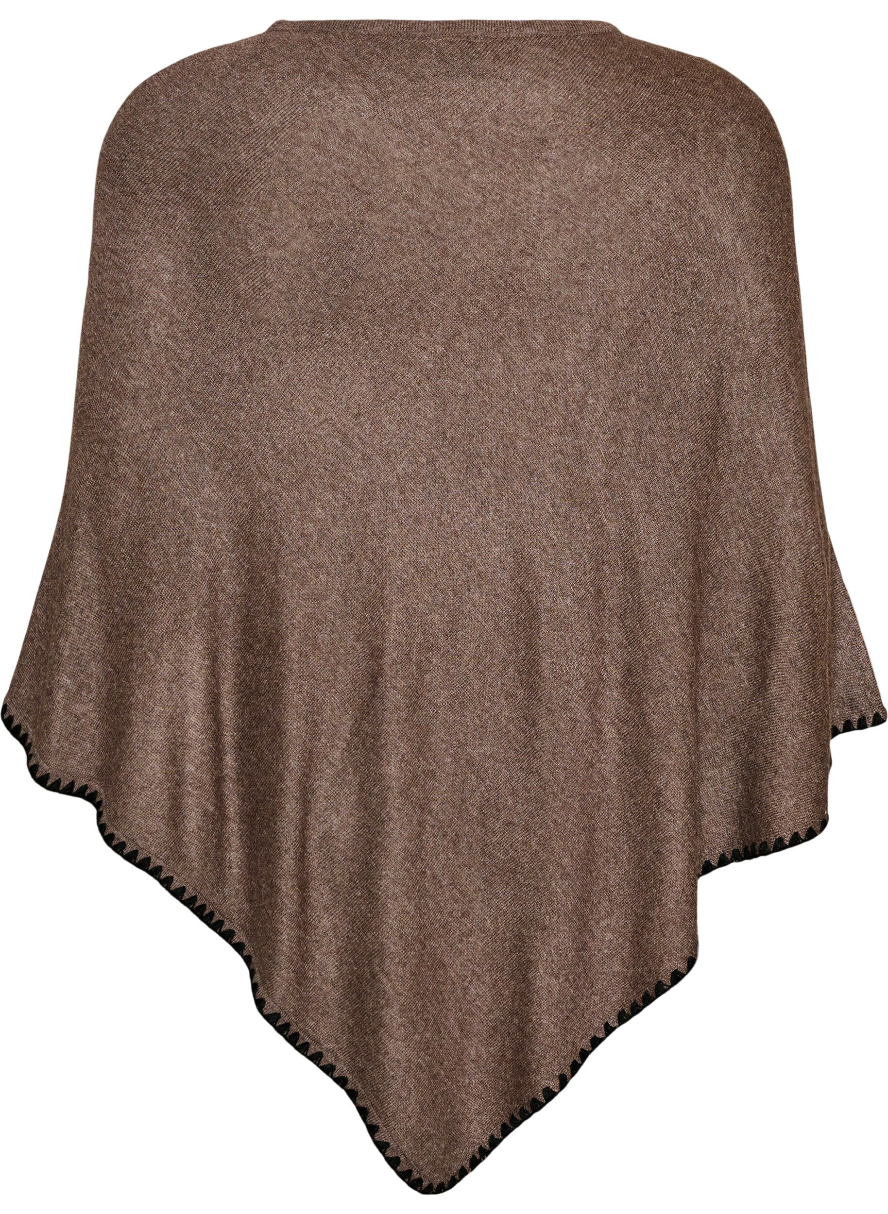 ZizzifashionFine-knit poncho, Brown, Packshot image number 1