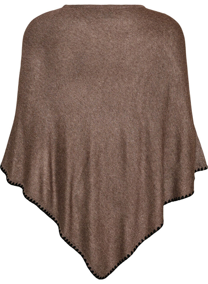 Fine-knit poncho, Brown, Packshot image number 1