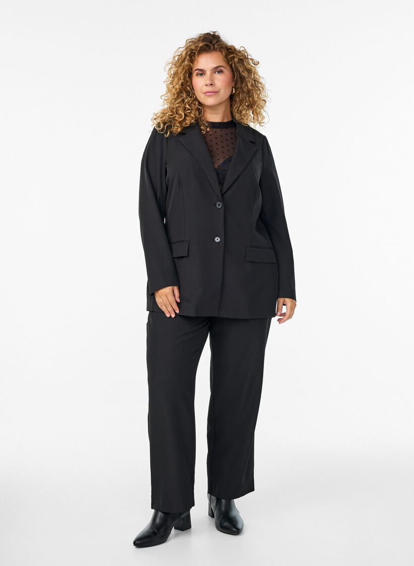 Blazer with pockets and slits, Black, Model image number 1
