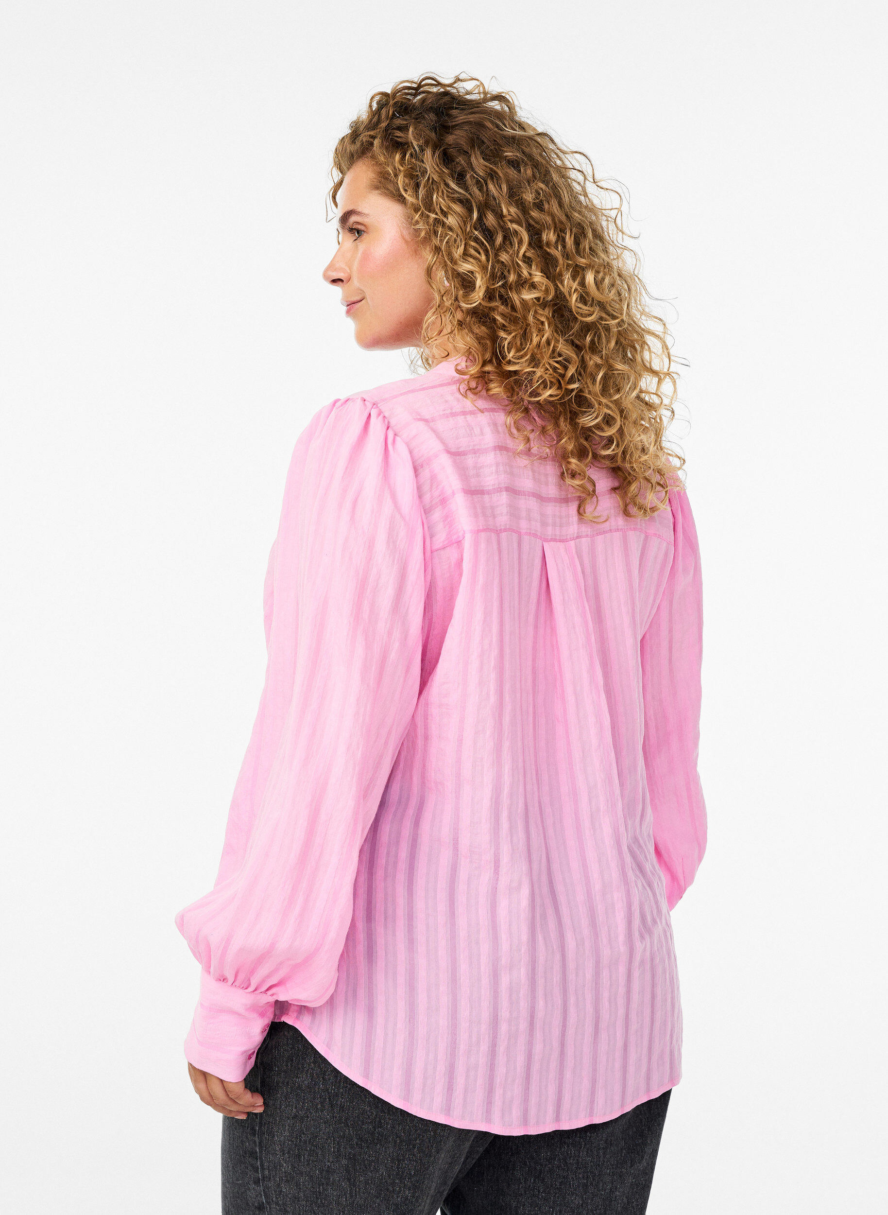 Zizzifashion Blouse with vertical stripes, Pink, Model image number 2