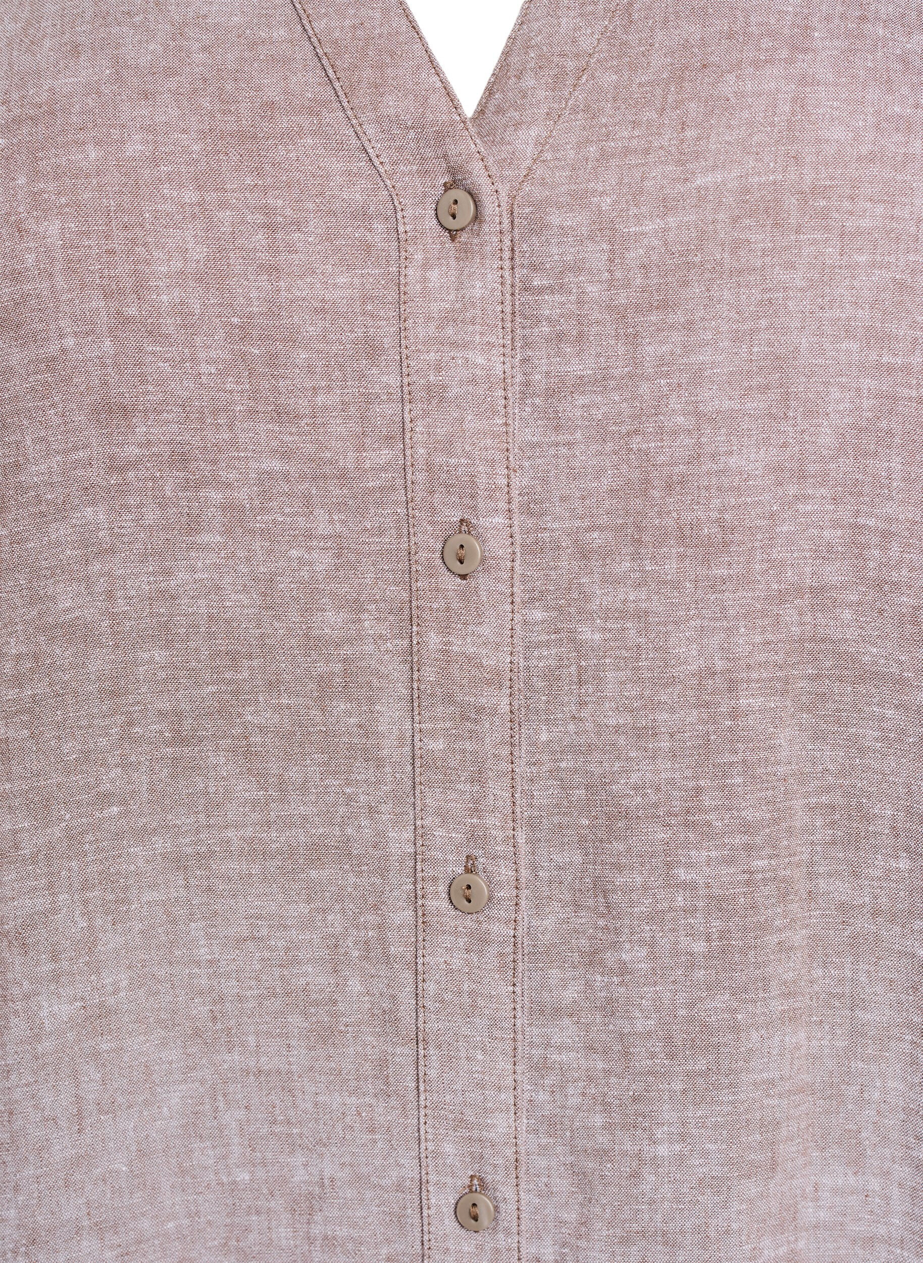 Zizzifashion Long shirt in linen and viscose, Brown, Packshot image number 2