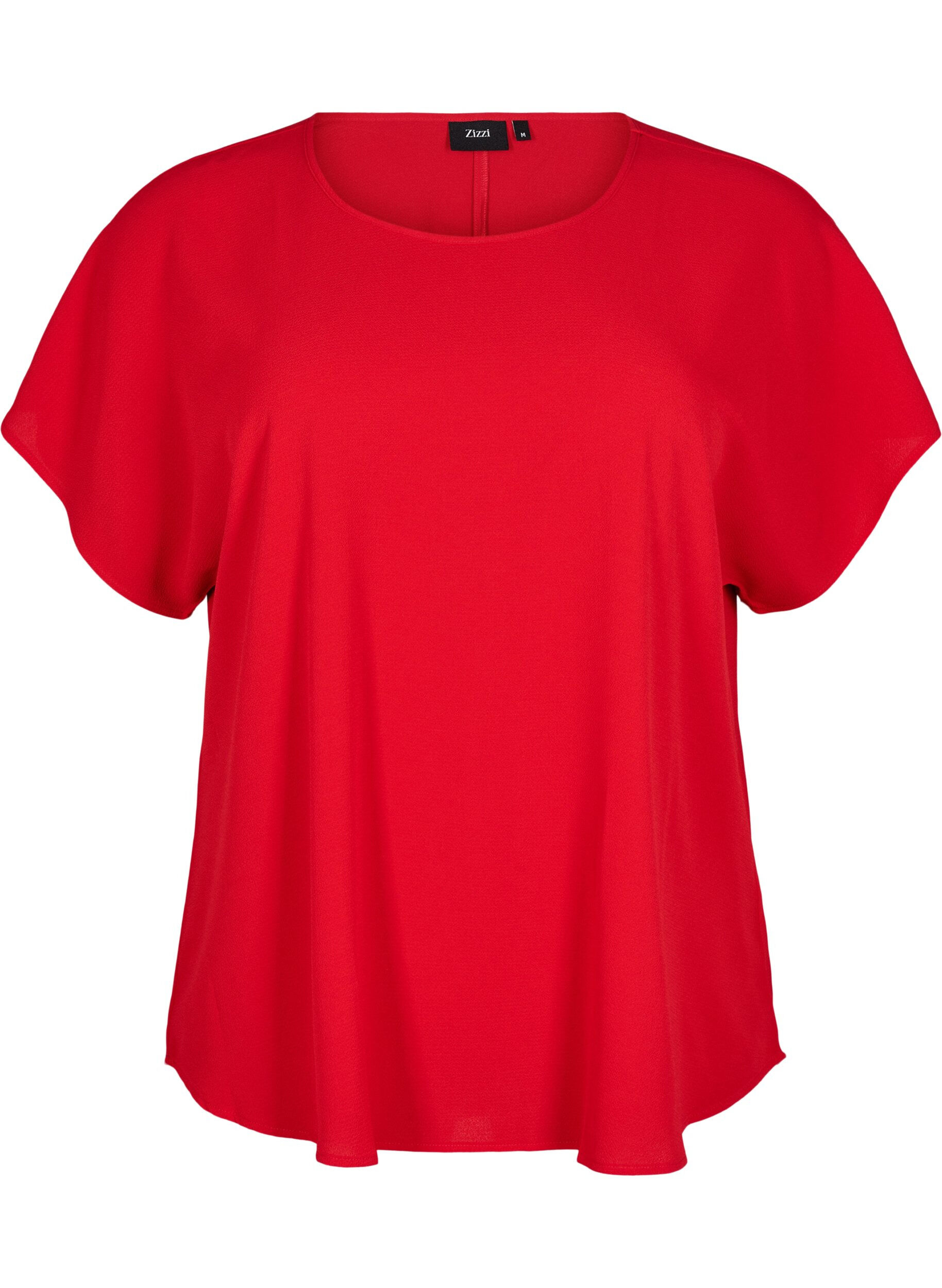 ZizzifashionBlouse with short sleeves and a round neckline, Red, Packshot image number 0