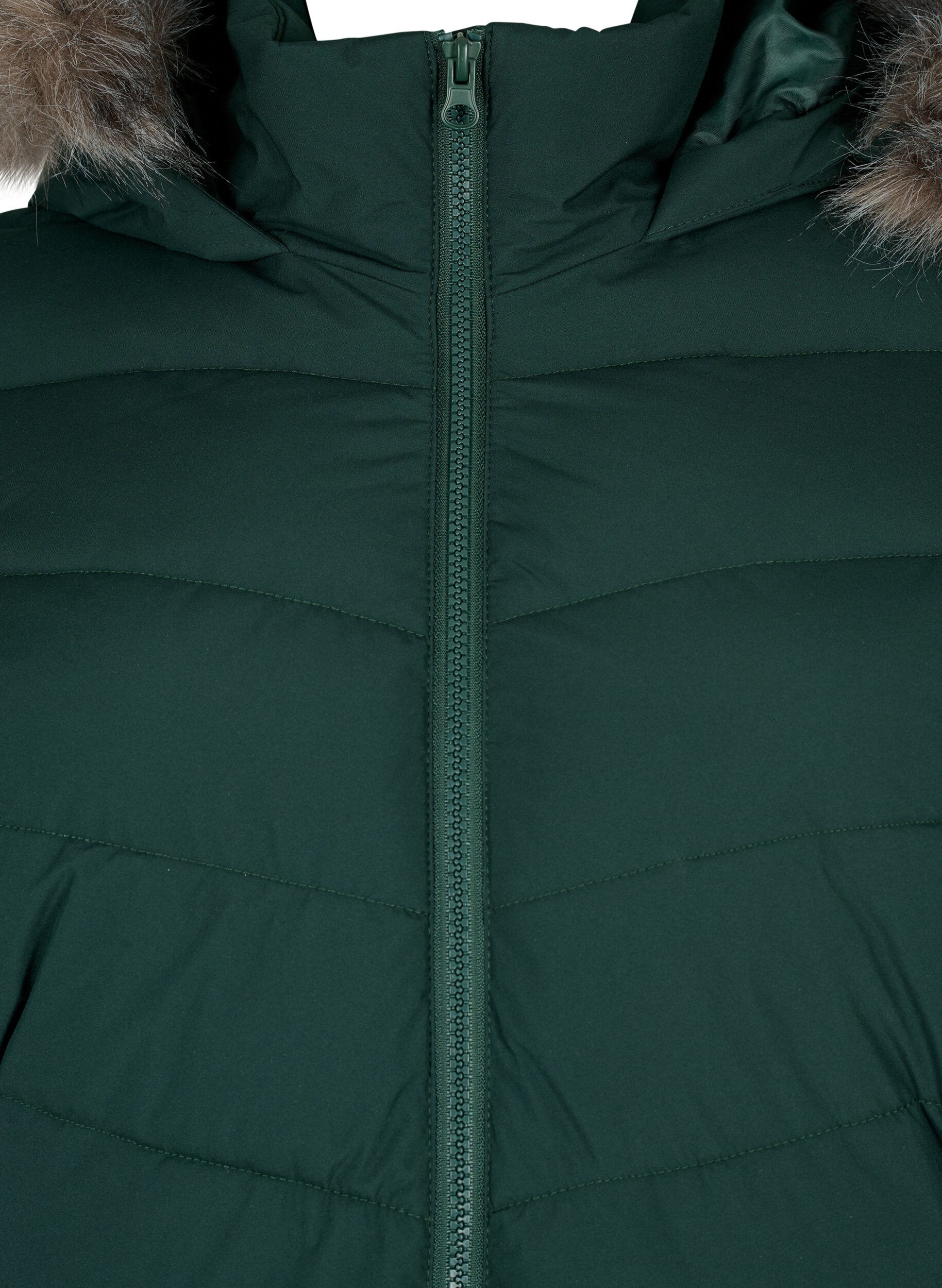 Zizzifashion Short puffer jacket with hood, Green, Packshot image number 2
