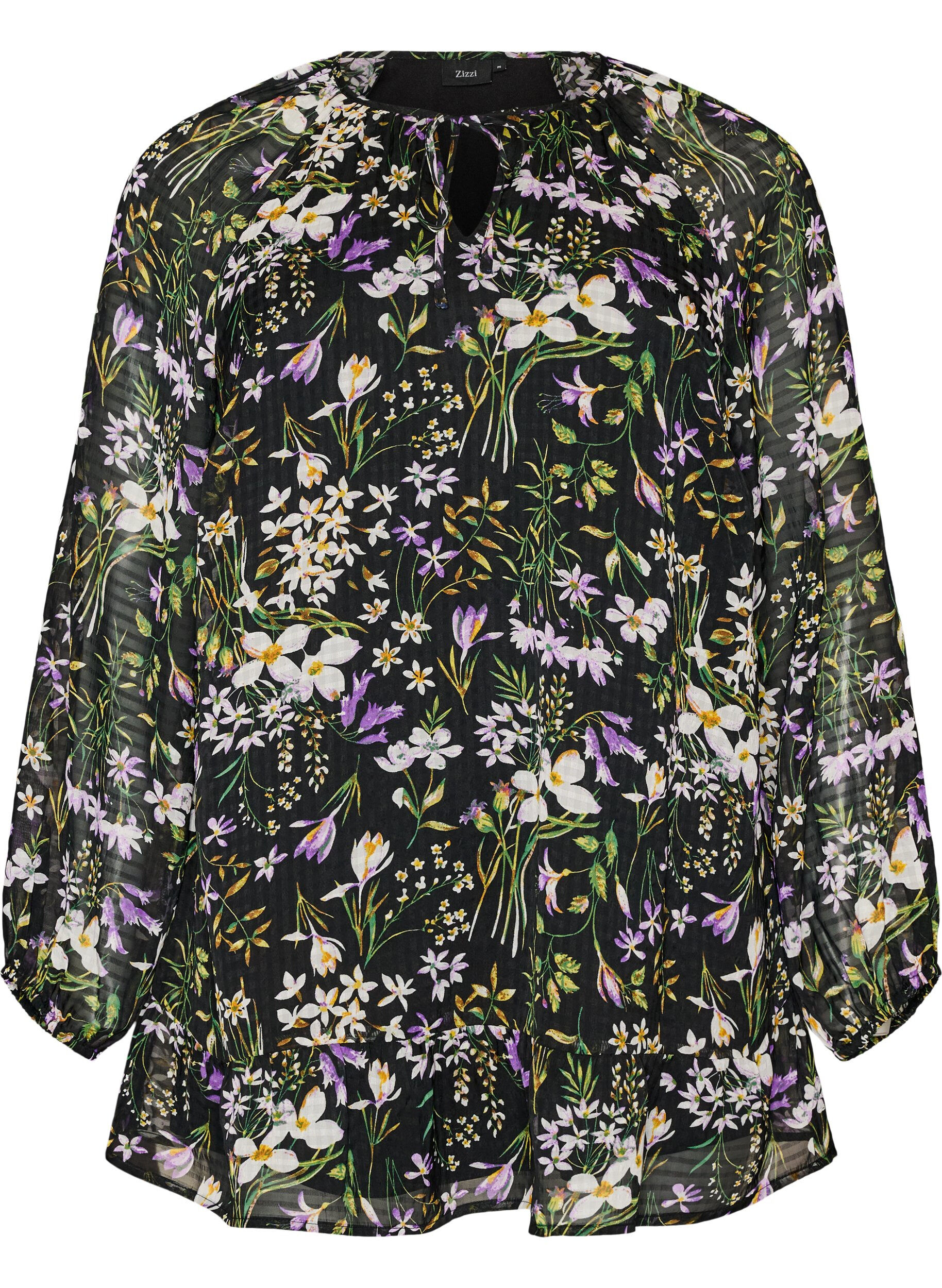 ZizzifashionFloral print A-line tunic, Black, Packshot image number 0