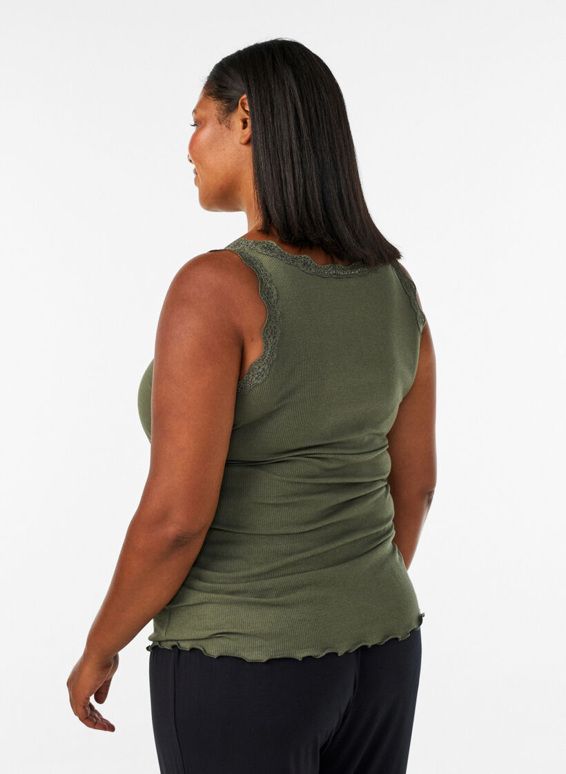 Top with lace trim, Green, Model image number 2
