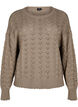 Long-sleeved knit blouse with an openwork pattern, Desert Taupe, Packshot image number 0