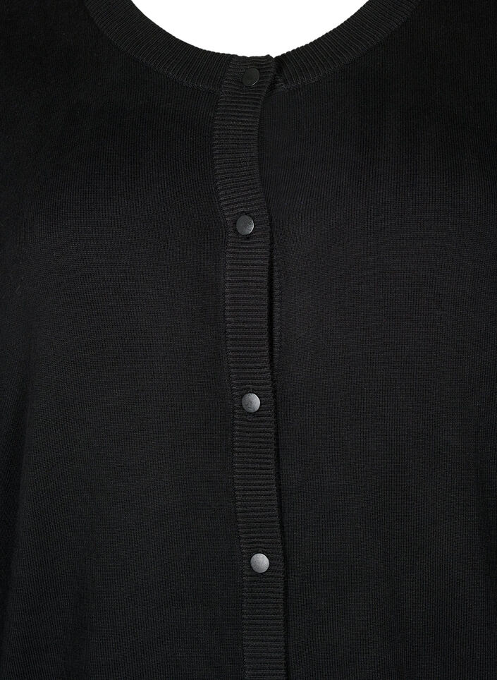 Knitted cardigan with round neck and buttons, Black, Packshot image number 2