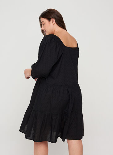Dress with 3/4 sleeves and A-line, Black, Model image number 1