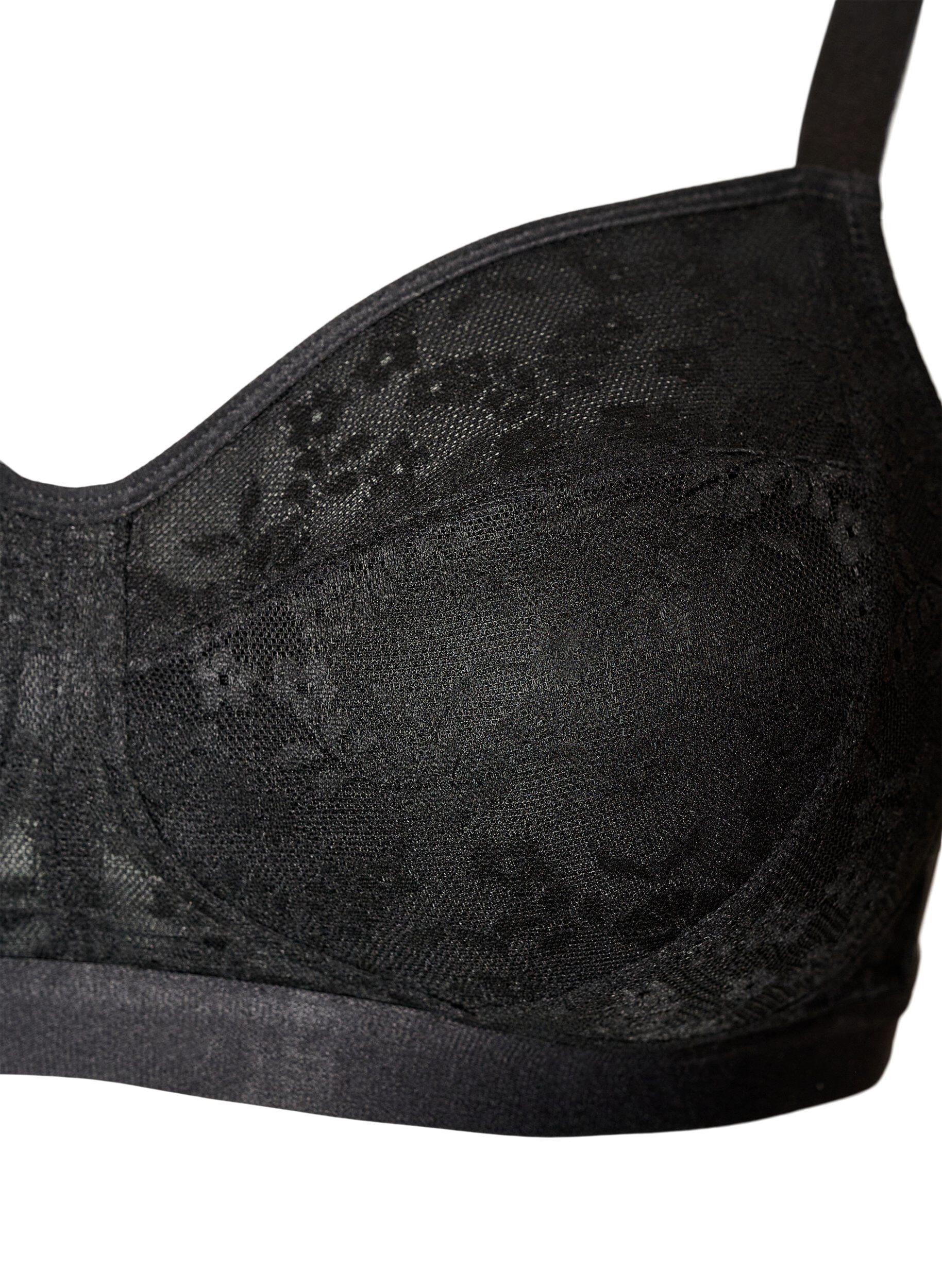 Zizzifashion Wire-free bra with lace, Black, Packshot image number 2