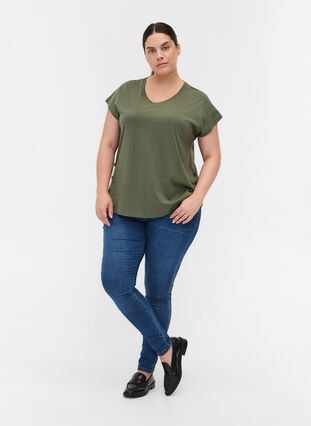 Cotton t-shirt with buttons, Thyme, Model image number 1