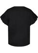 Organic cotton T-shirt with ruffle sleeves, Black, Packshot image number 1