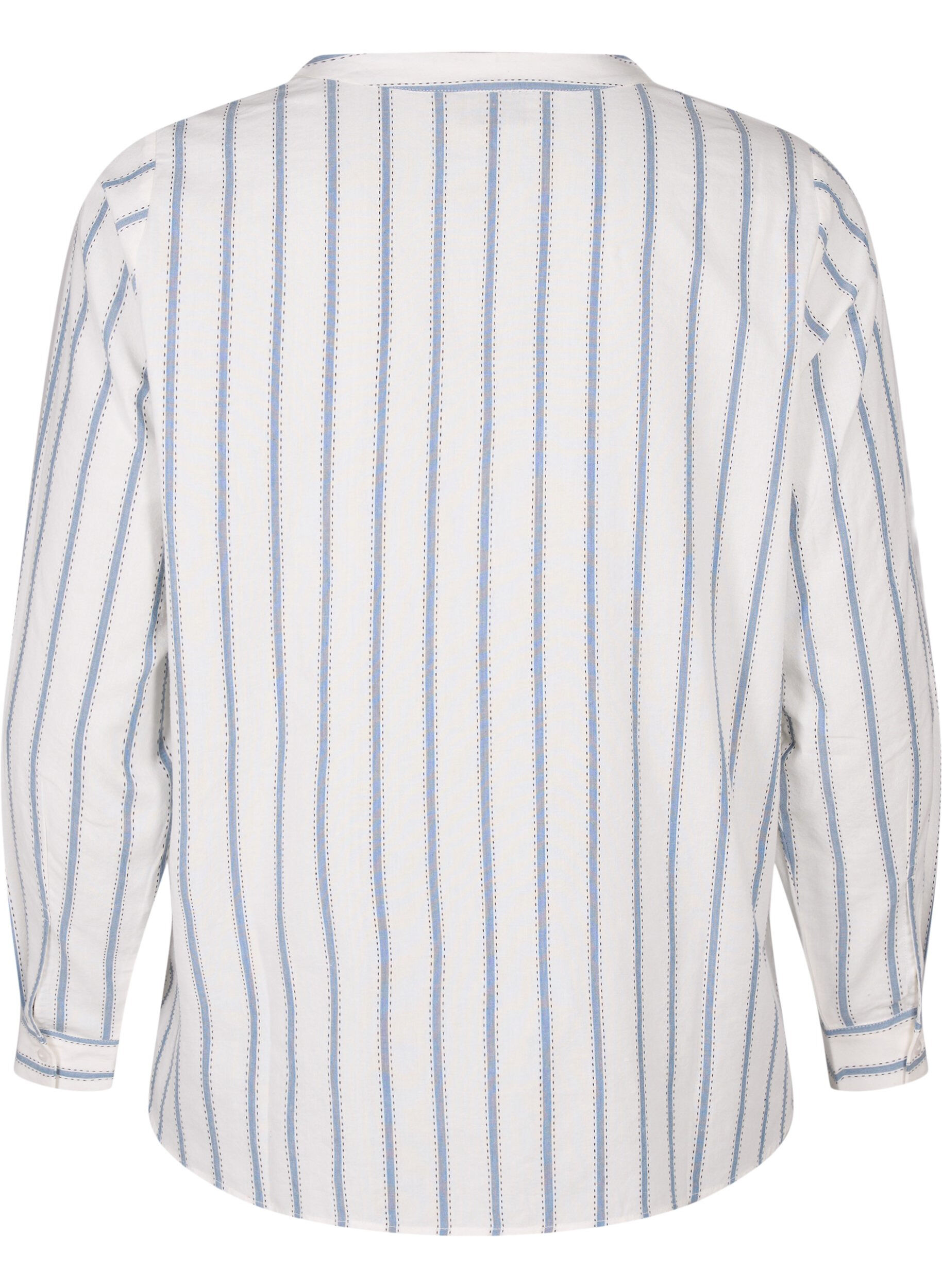 Zizzifashion Striped blouse with tie detail, White, Packshot image number 1