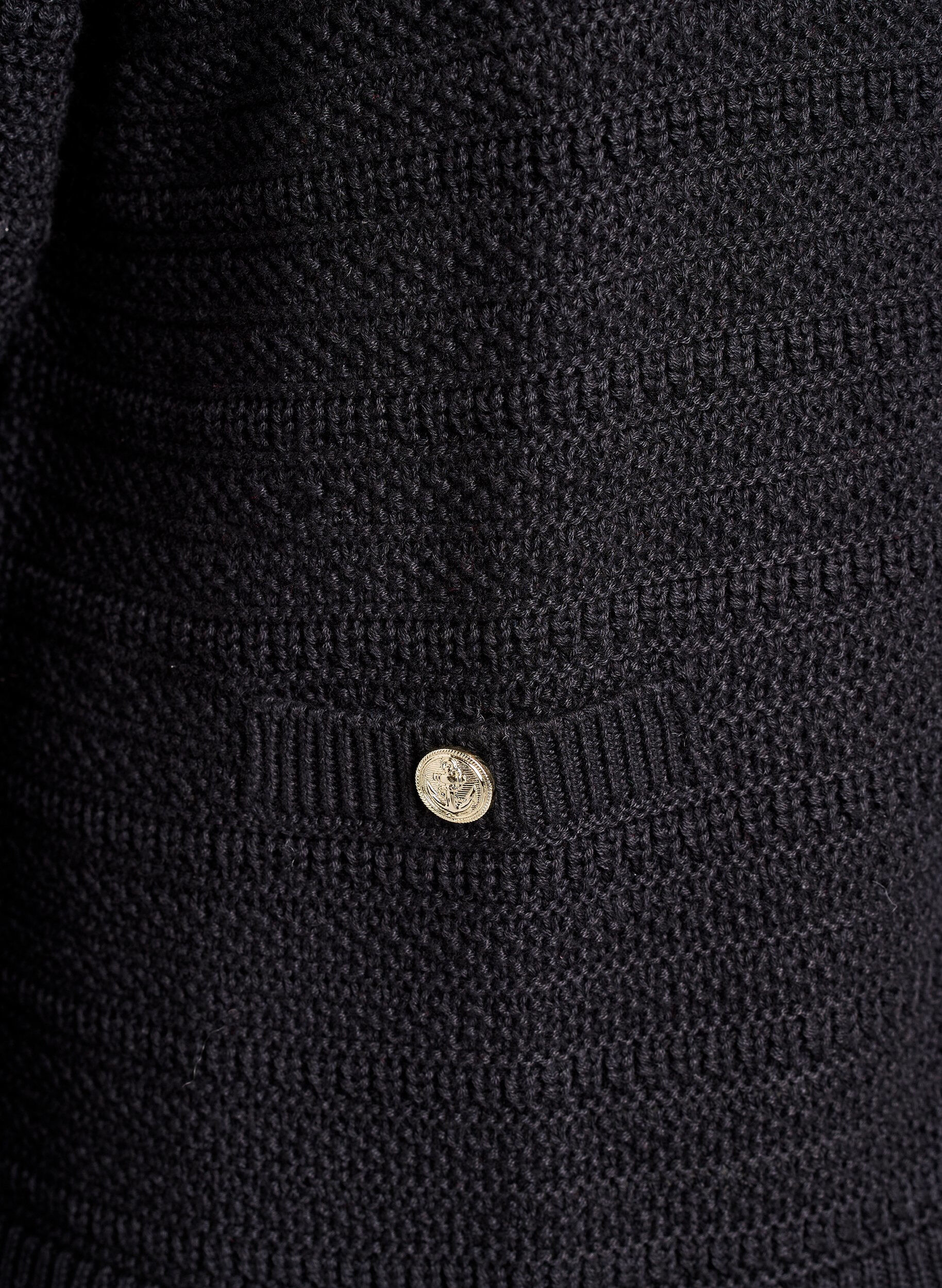 Zizzifashion Cardigan with textured knit and decorative buttons, Black, Packshot image number 3