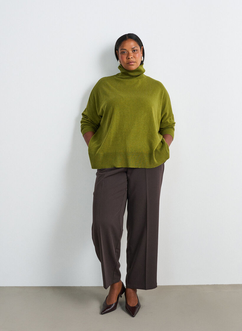 Turtleneck jumper with a loose fit, Green, Model image number 1
