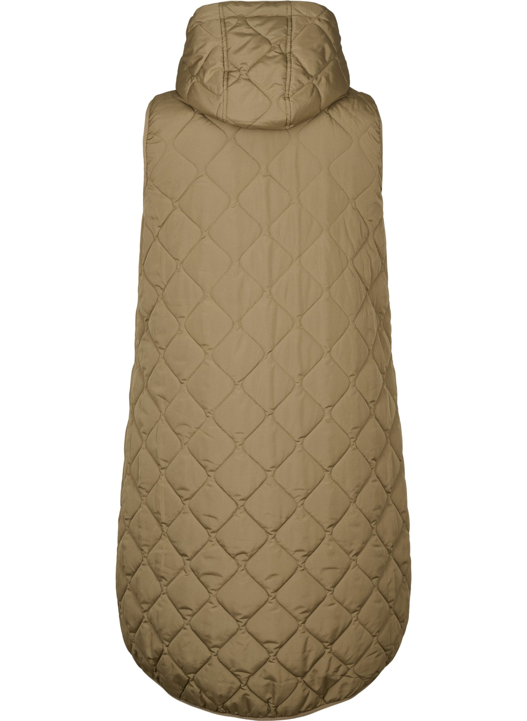 Zizzifashion Long quilted vest with zipper and pockets, Bungee Cord , Packshot image number 1