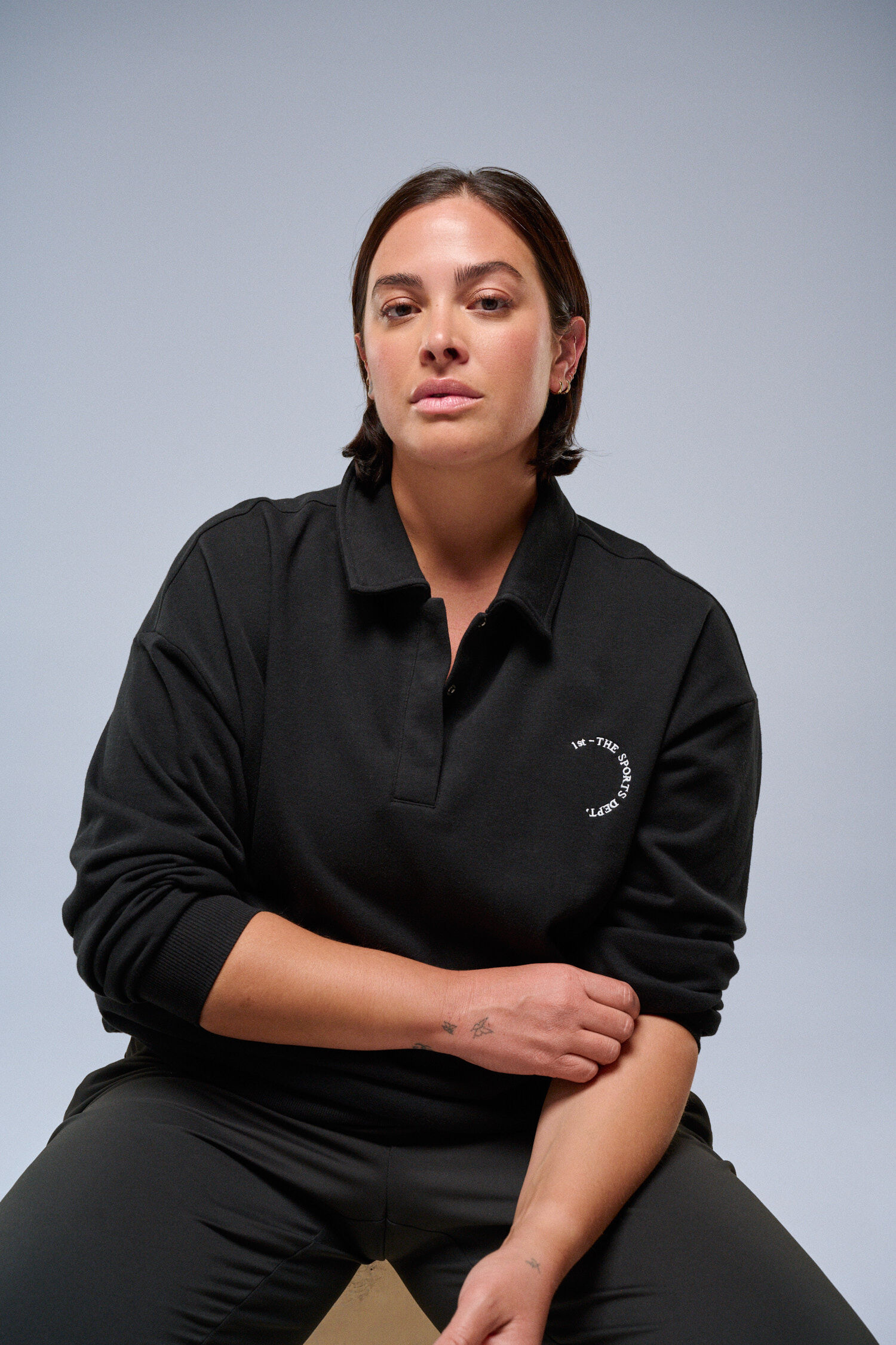 Sweatshirt with polo details, , Model