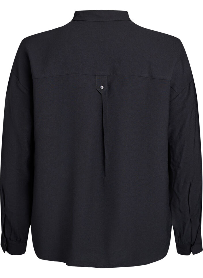 Shirt blouse with button detail at the back, Black, Packshot image number 1