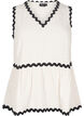 Sleeveless top with wavy contrast edges, Beige, Packshot image number 0