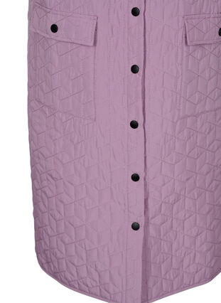 Long quilted vest with collar and frills, Lavender Mist, Packshot image number 3